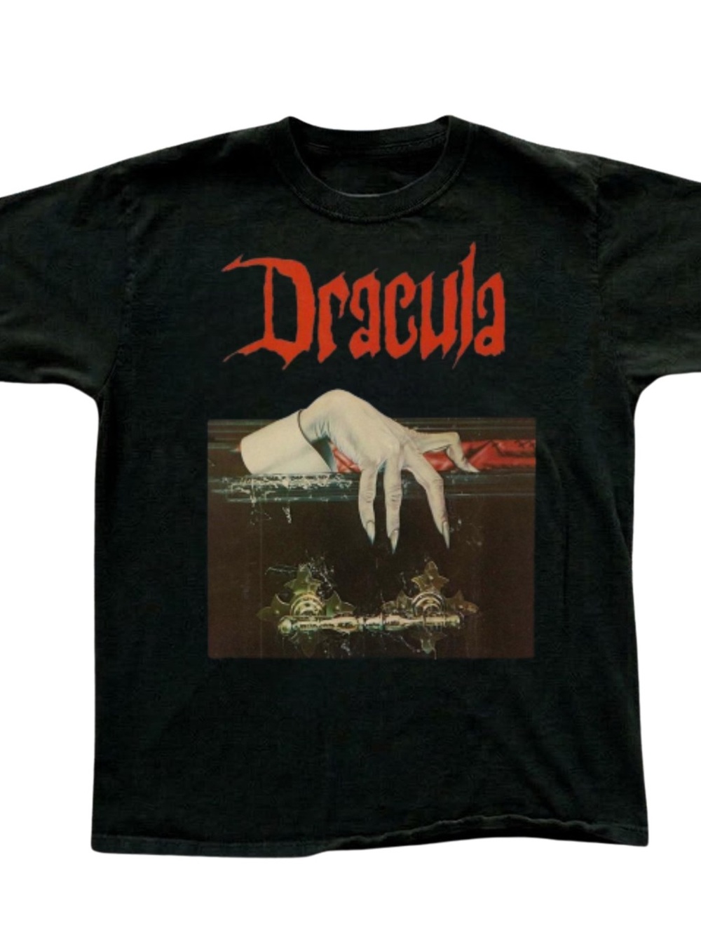 Gildan Black Tee with Red "Dracula" Graphic, Gift For Men, For Her